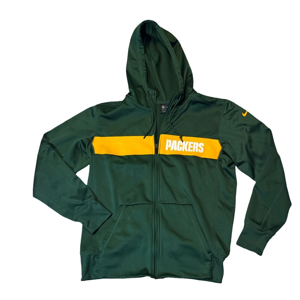 Nike mens M Medium Green Bay Packers NFL football full zip hoodie EUC
